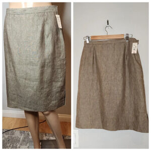 NWT Brooks Brothers 100% linen tan skirt vintage size 8. Modern 4/6